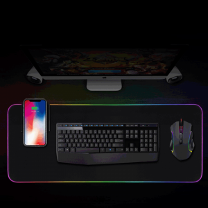 azbuy מוצרי גיימינג וציוד היקפי פד לעכבר עם אורות RGB למחשב עם משטח הטענה אלחוטי (לא כולל משלוח).