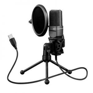 azbuy מוצרי גיימינג וציוד היקפי מיקרופון איכותי Condenser USB Microphone Mic Kit Tripod Stand For Recording Studio Game Chat משלוח חינם!